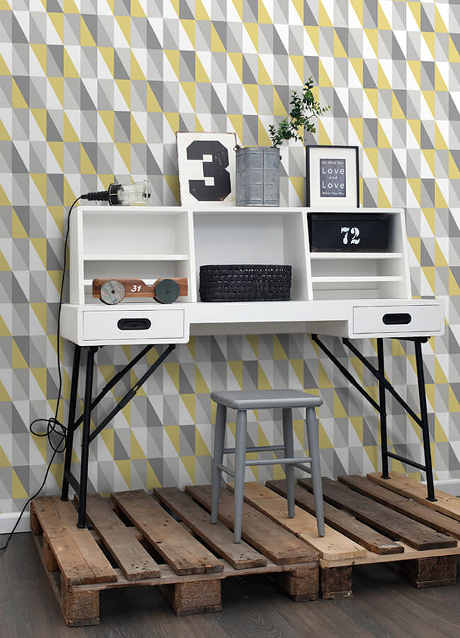 inez-mustard-geometric-wallpaper-york-wallcoverings-4060-138921 - York Wallcoverings Wallpaper