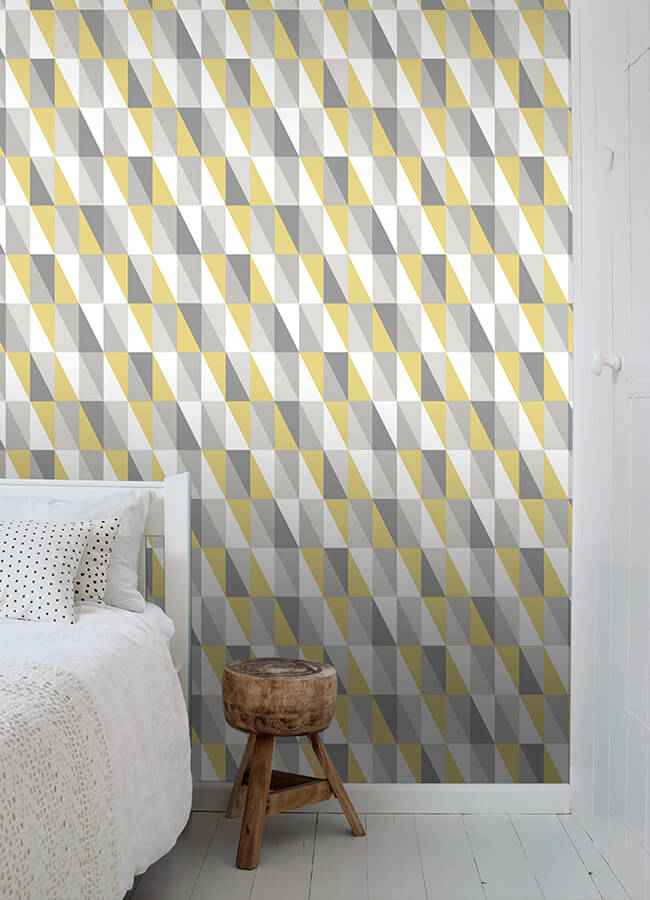 Inez Mustard Geometric Wallpaper - York Wallcoverings - 4060-138921 - York Wallcoverings Wallpaper