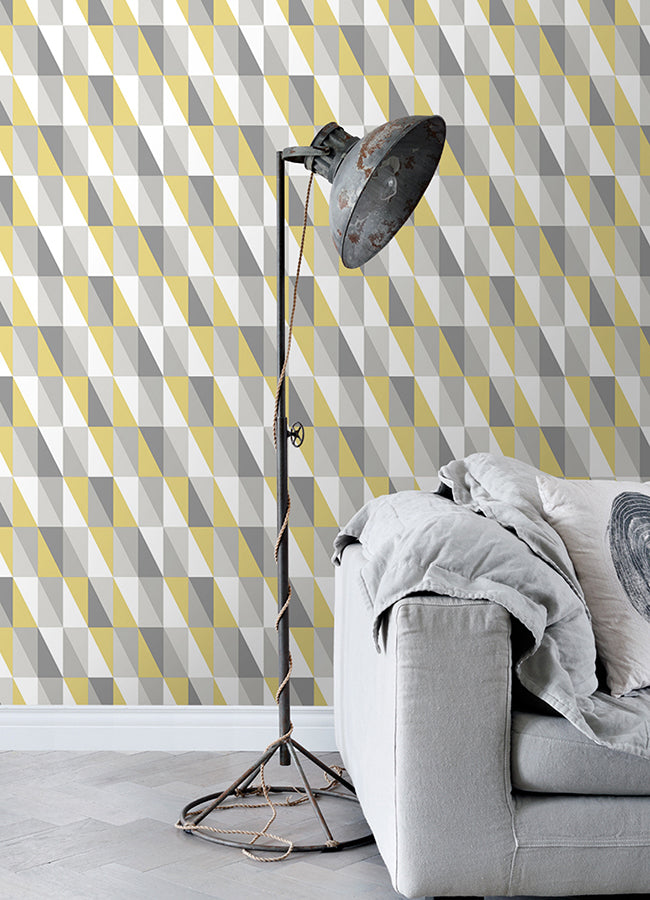 Inez Mustard Geometric Wallpaper - 4060-138921 - York Wallcovering
