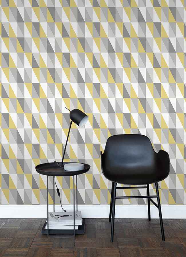 Inez Mustard Geometric Wallpaper - York Wallcoverings - 4060-138921 - York Wallcoverings Wallpaper