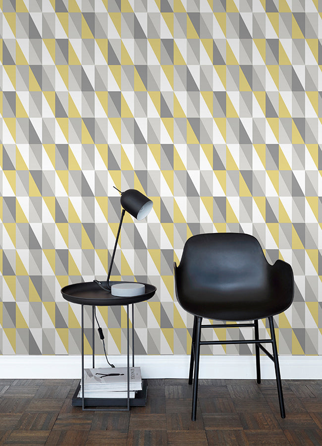Inez Mustard Geometric Wallpaper - 4060-138921 - York Wallcovering