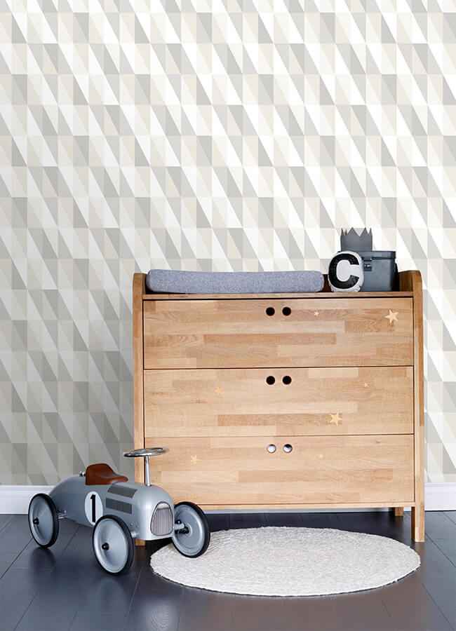 Inez Neutral Geometric Wallpaper - York Wallcoverings - 4060-138922