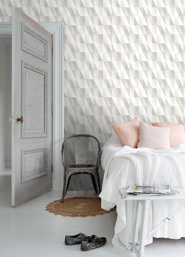 Inez Neutral Geometric Wallpaper - 4060-138922 - York Wallcovering