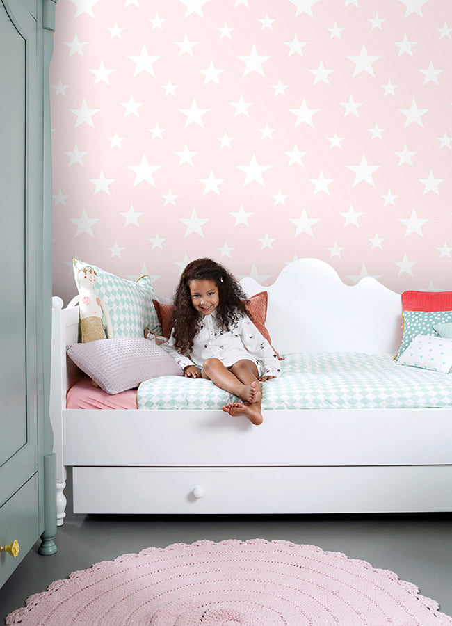 Amira Pink Stars Wallpaper - 4060-138931 - York Wallcovering