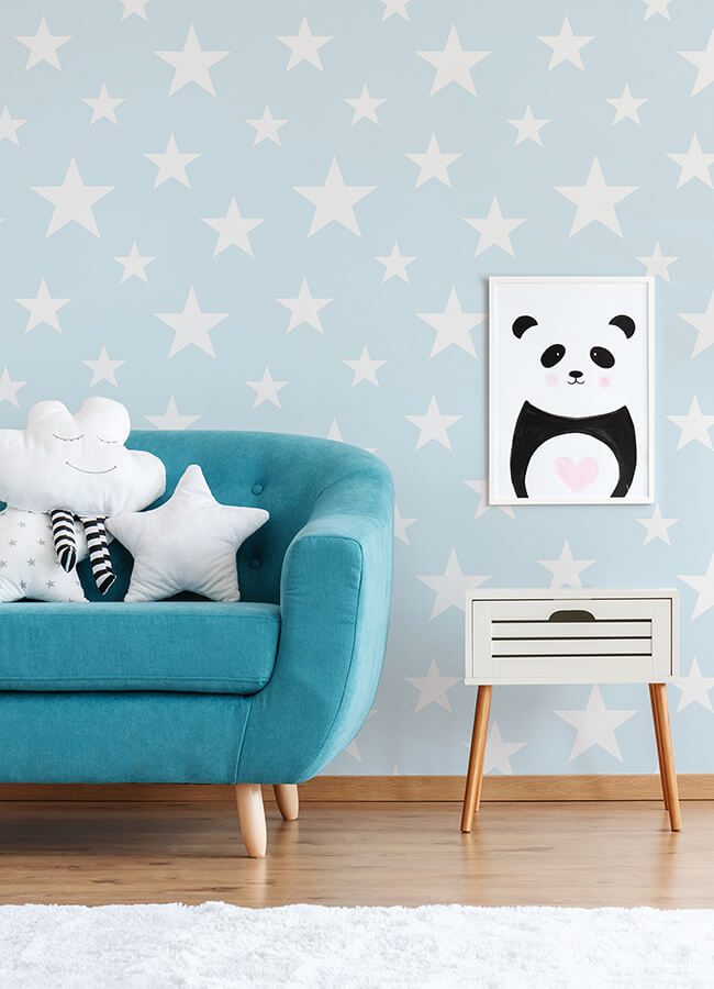 amira-sky-blue-stars-wallpaper-york-wallcoverings-4060-138932 - York Wallcoverings Wallpaper