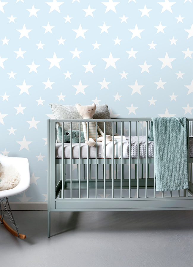 Amira Sky Blue Stars Wallpaper - 4060-138932 - York Wallcovering