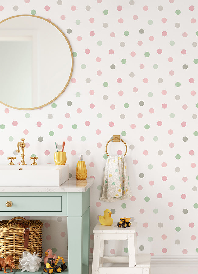 Jubilee Pink Dots Wallpaper - 4060-139040 - York Wallcovering
