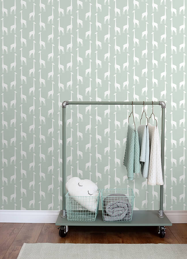 vivi-sage-giraffe-wallpaper-york-wallcoverings-4060-139058 - York Wallcoverings Papel pintado