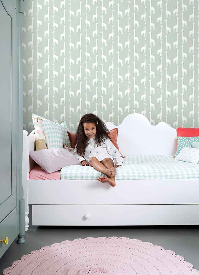 Vivi Sage Giraffe Wallpaper - York Wallcoverings - 4060-139058 - York Wallcoverings Wallpaper