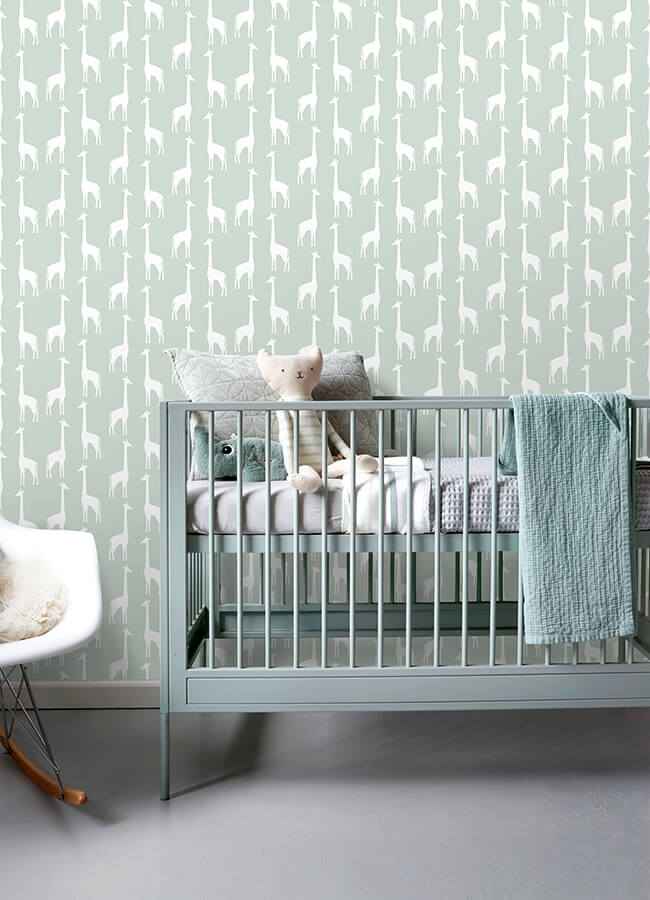 Vivi Sage Giraffe Wallpaper - York Wallcoverings - 4060-139058 - York Wallcoverings Wallpaper