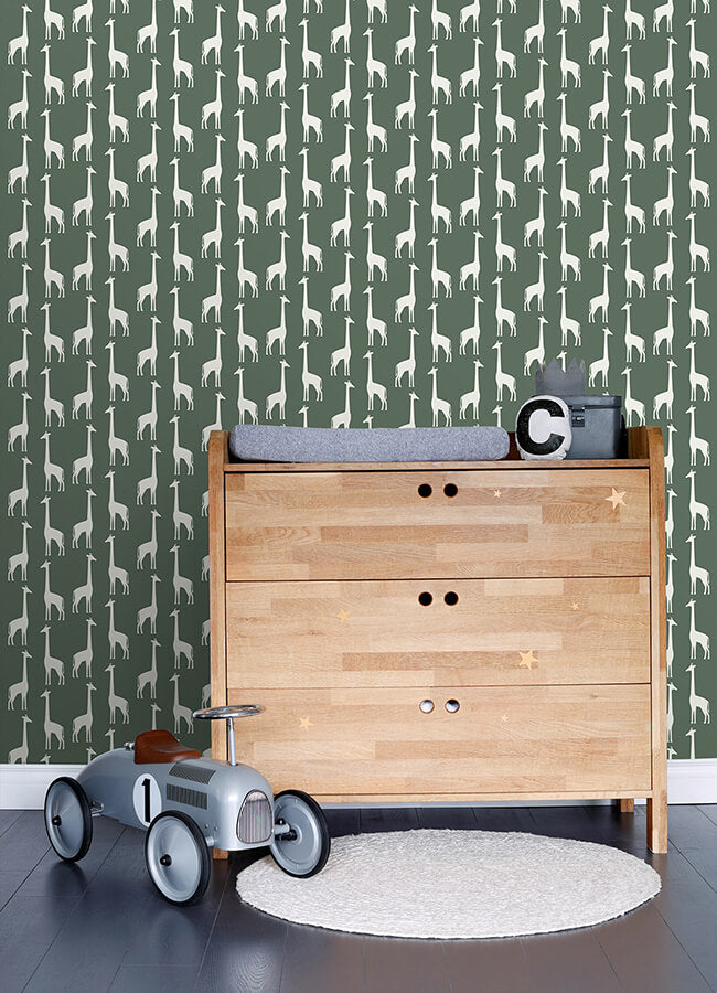 vivi-green-giraffe-wallpaper-york-wallcoverings-4060-139060 - York Wallcoverings Papel pintado