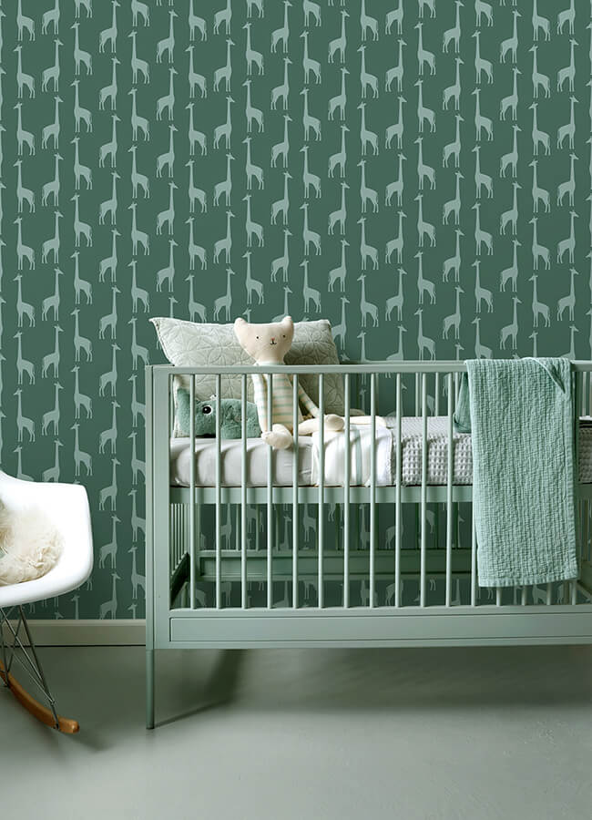 vivi-teal-giraffe-wallpaper-york-wallcoverings-4060-139061 - York Wallcoverings Wallpaper