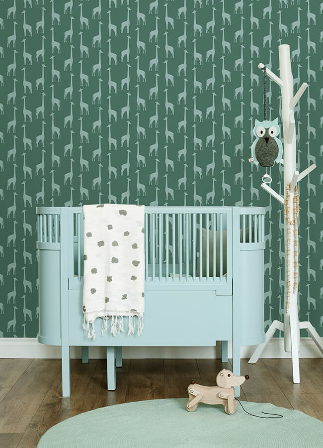 vivi-teal-giraffe-wallpaper-york-wallcoverings-4060-139061 - York Wallcoverings Wallpaper