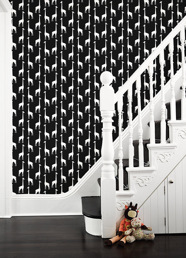 Vivi Black Giraffe Wallpaper - 4060-139062 -York Wallcovering