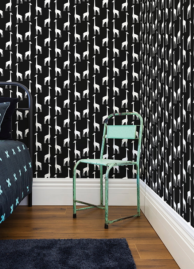 Vivi Black Giraffe Wallpaper - 4060-139062 -York Wallcovering