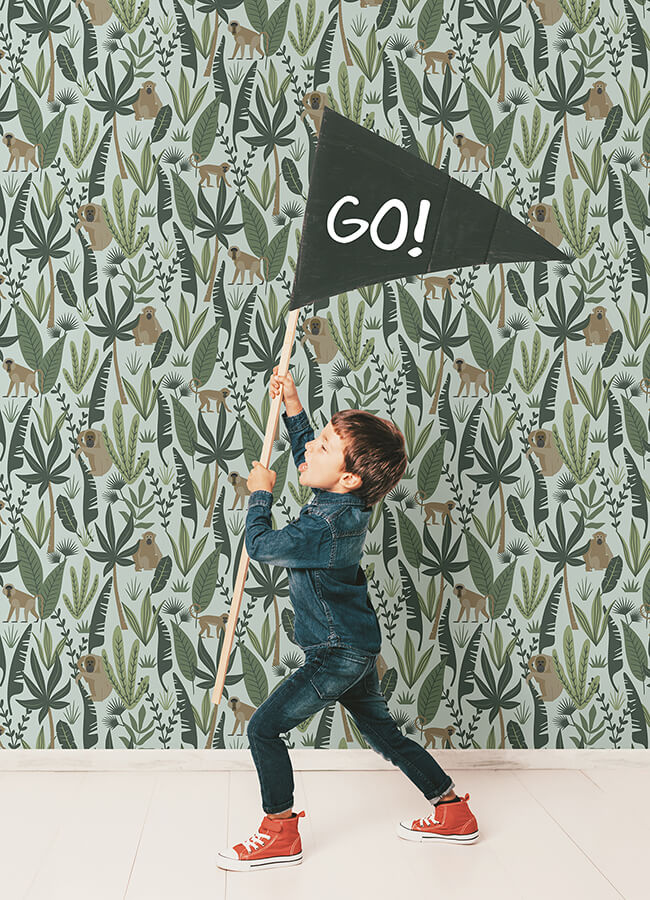 kiki-green-monkeys-wallpaper-york-wallcoverings-4060-139073 - York Wallcoverings Wallpaper