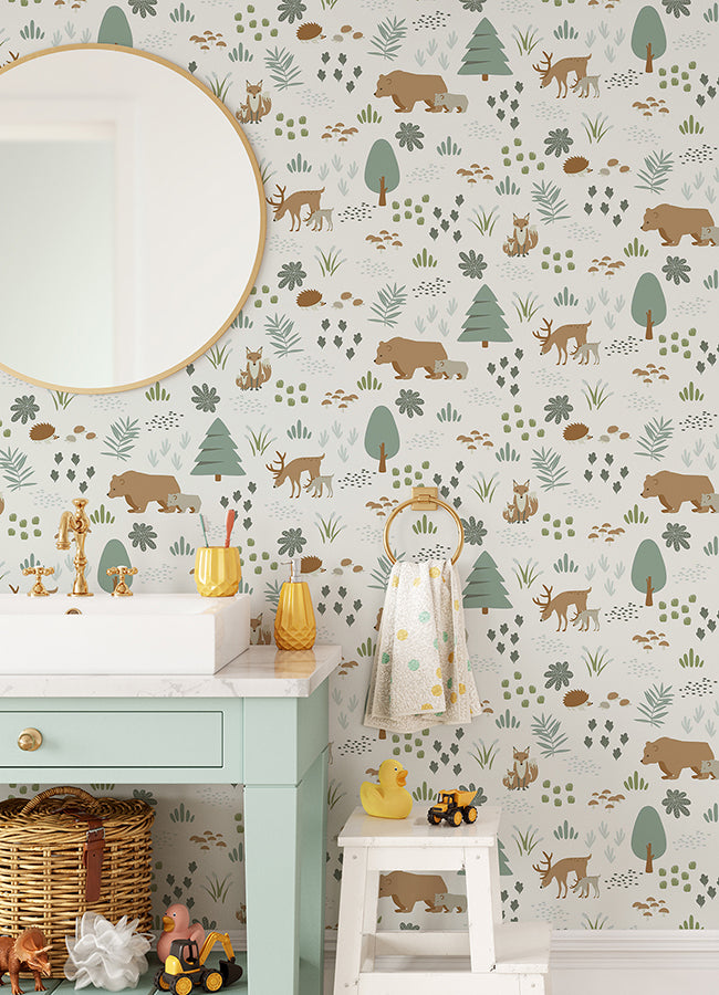 Finola Moss Bears Wallpaper - 4060-139247 - York Wallcovering