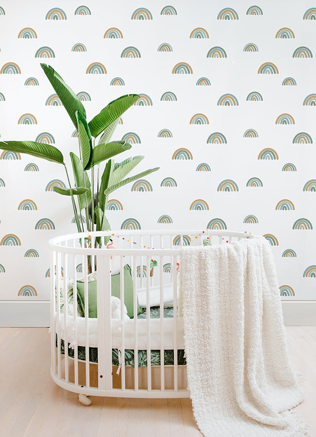joss-teal-rainbow-wallpaper-york-wallcoverings-4060-139254 - York Wallcoverings Papel pintado