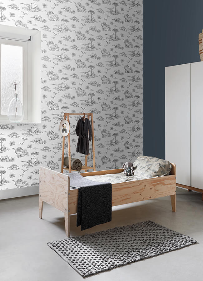 isolde-charcoal-dinosaurs-wallpaper-york-wallcoverings-4060-139269 - York Wallcoverings Papel pintado