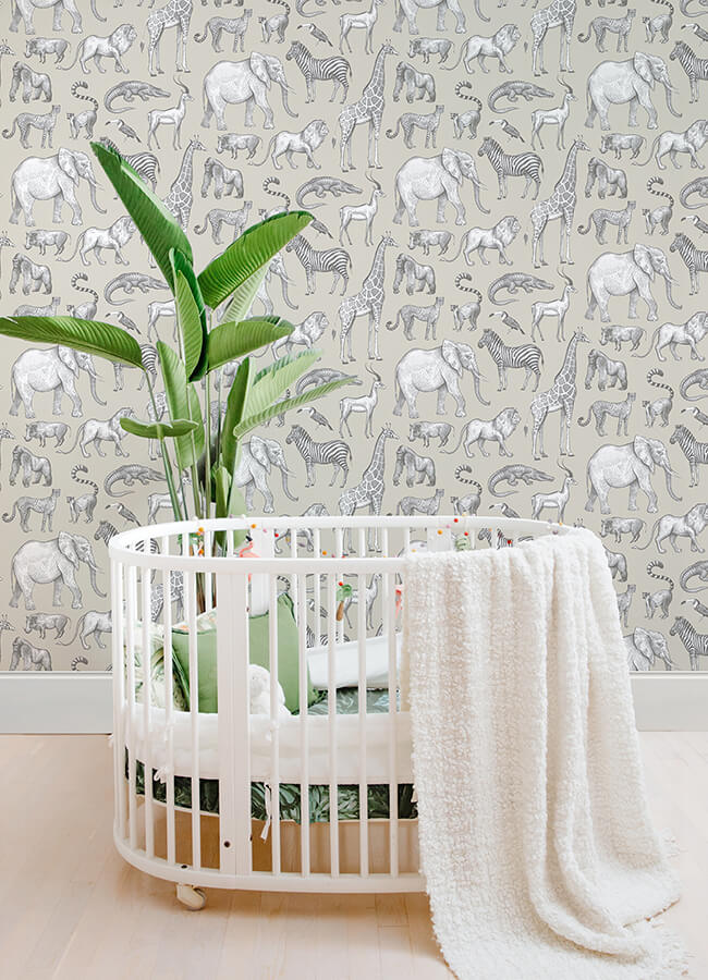 kenji-taupe-safari-wallpaper-york-wallcoverings-4060-139270 - York Wallcoverings Wallpaper