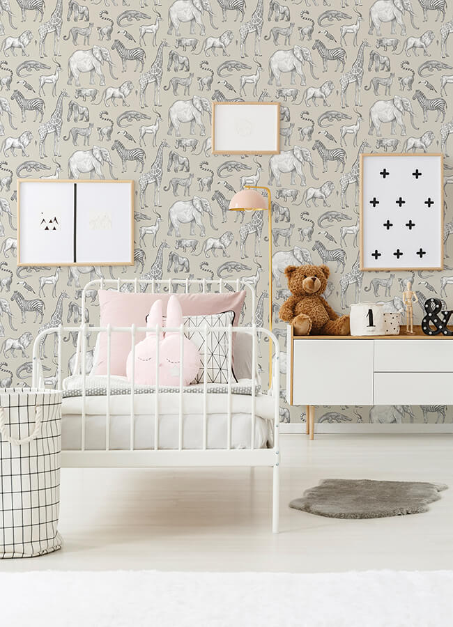 kenji-taupe-safari-wallpaper-york-wallcoverings-4060-139270 - York Wallcoverings Wallpaper
