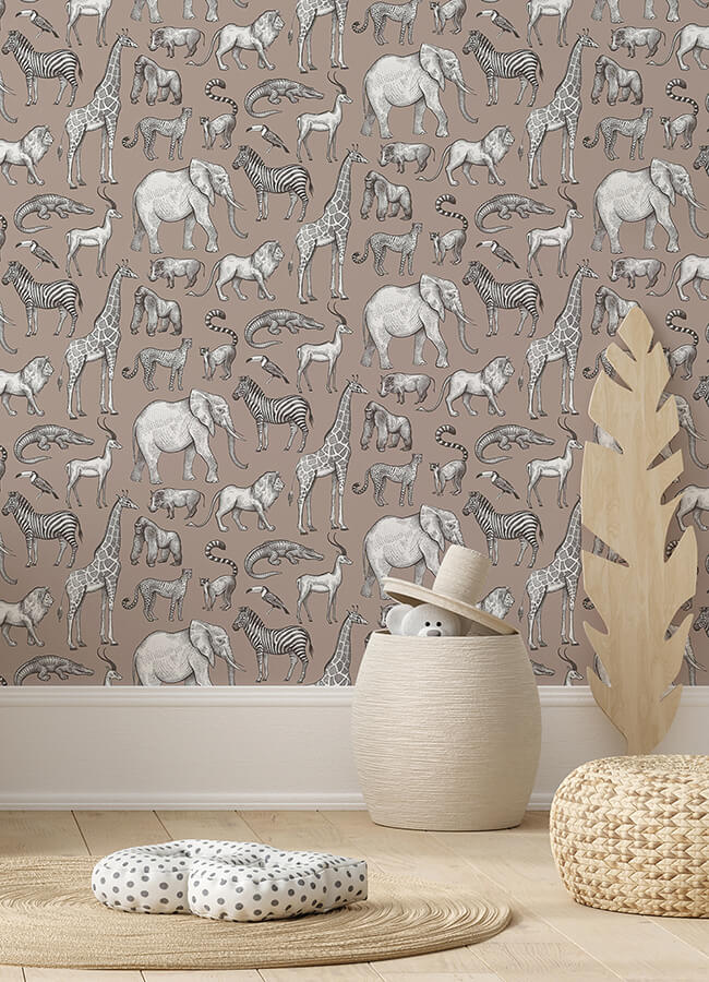 kenji-light-brown-safari-wallpaper-york-wallcoverings-4060-139271 - York Wallcoverings Wallpaper