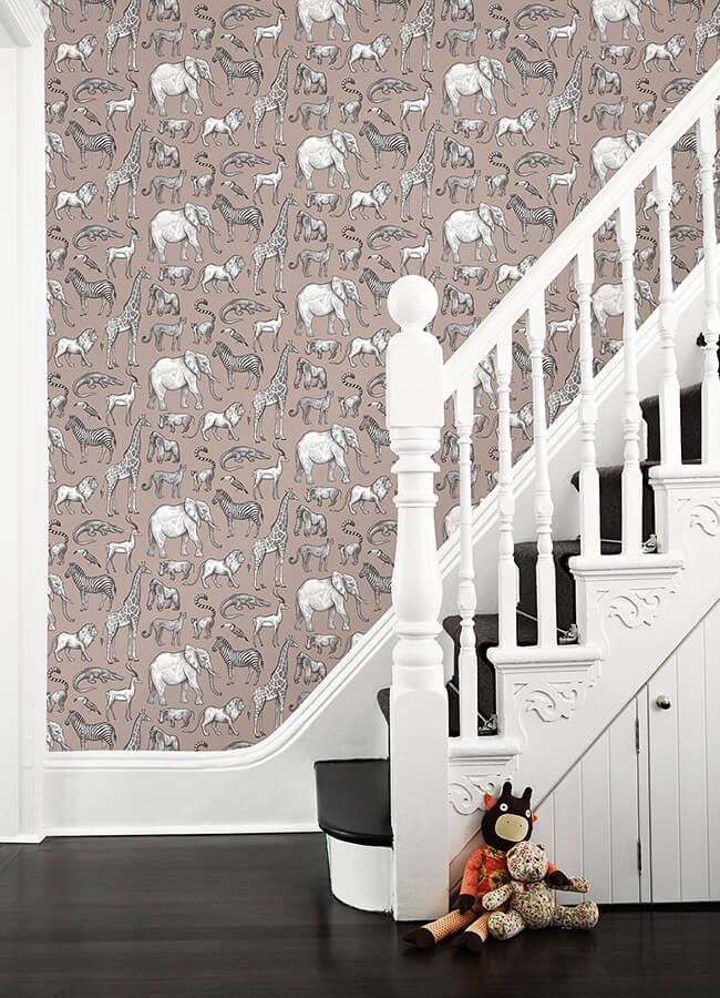 kenji-light-brown-safari-wallpaper-york-wallcoverings-4060-139271 - York Wallcoverings Wallpaper