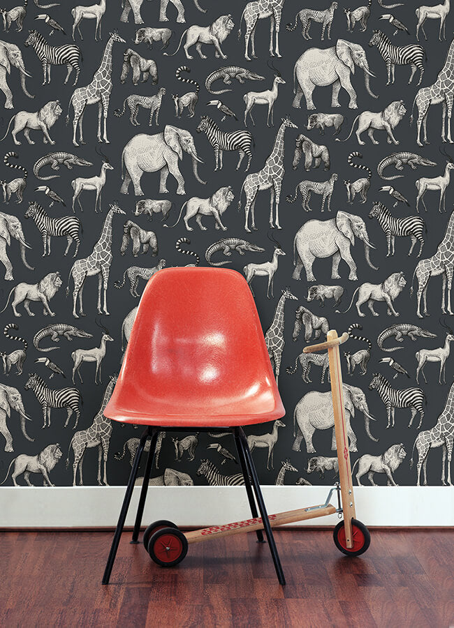 kenji-navy-safari-wallpaper-york-wallcoverings-4060-139272 - York Wallcoverings Wallpaper
