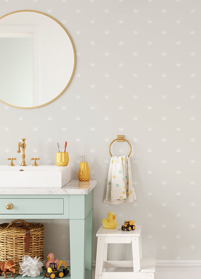 Bea Silver Crowns Wallpaper - 4060-347703 - York Wallcovering