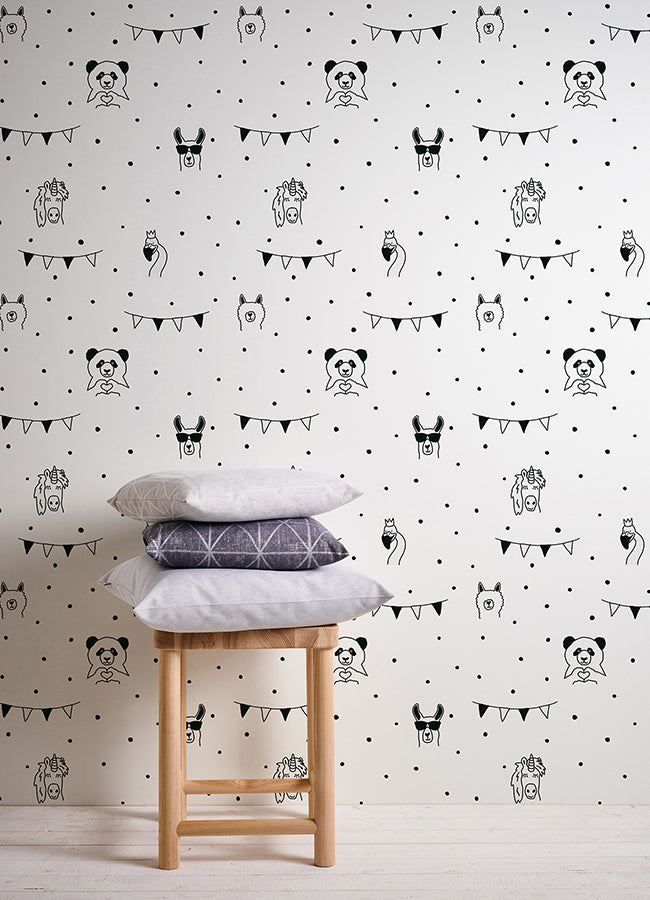 Orlow Black Llama Wallpaper - 4060-381382 - York Wallcovering