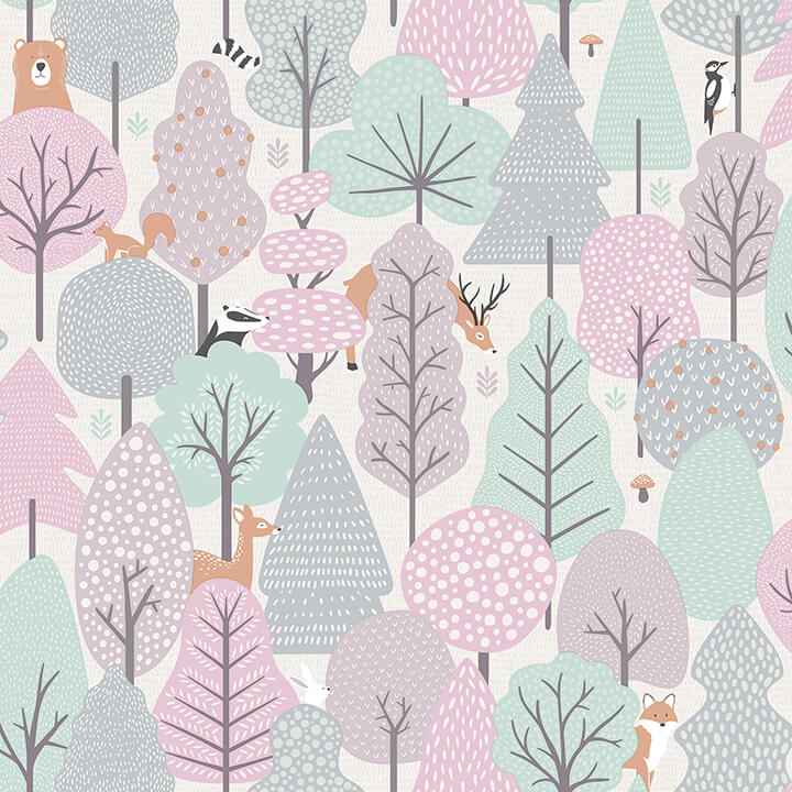 Quillen Pink Forest Wallpaper - York Wallcoverings - 4060-51603