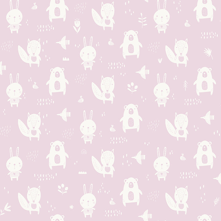 Picture of Bitsy Pink Woodland Wallpaper
