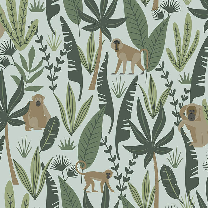 kiki-green-monkeys-wallpaper-york-wallcoverings-4060-139073 - York Wallcoverings Wallpaper