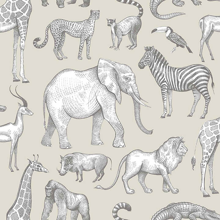 kenji-taupe-safari-wallpaper-york-wallcoverings-4060-139270 - York Wallcoverings Wallpaper