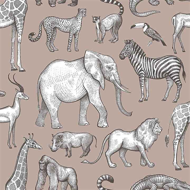 Kenji Light Brown Safari Wallpaper - York Wallcoverings - 4060-139271 - York Wallcoverings Wallpaper