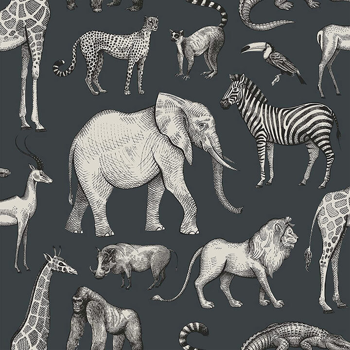 kenji-navy-safari-wallpaper-york-wallcoverings-4060-139272 - York Wallcoverings Wallpaper