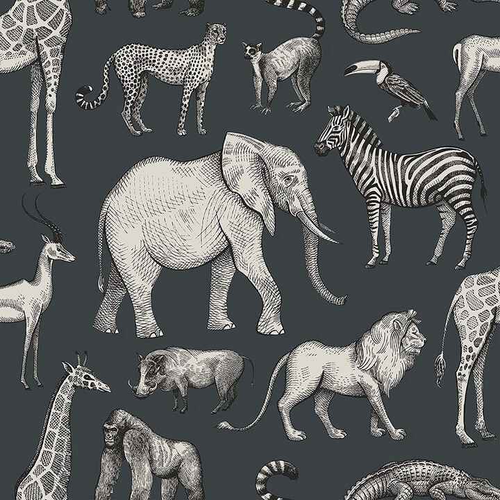 Kenji Navy Safari Wallpaper - York Wallcoverings - 4060-139272 - York Wallcoverings Wallpaper