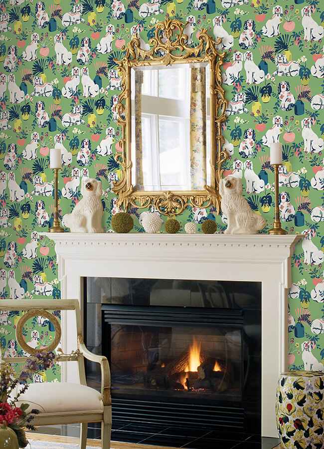 Jade Good Dog Peel & Stick Wallpaper - York Wallcoverings - PFS4811 - York Wallcoverings Wallpaper