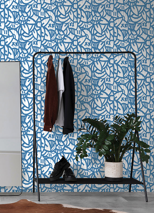 blue-bold-arrangements-peel-and-stick-wallpaper-york-wallcoverings-aas4879 - York Wallcoverings Wallpaper