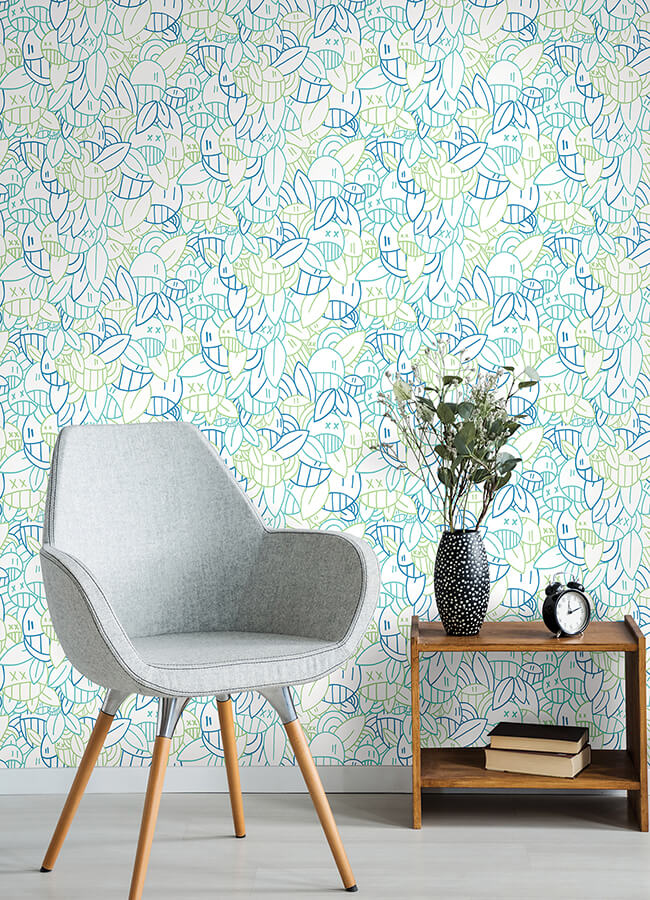 multi-cool-floral-sequence-peel-and-stick-wallpaper-york-wallcoverings-aas4882 - York Wallcoverings Wallpaper