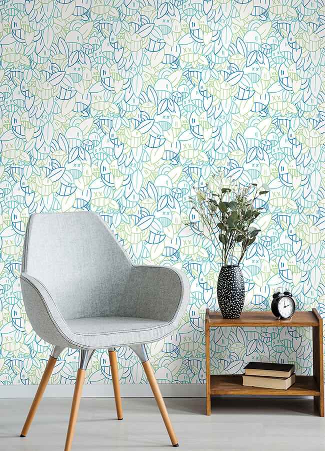 Multi Cool Floral Sequence Peel & Stick - York Wallcoverings - AAS4882 - York Wallcoverings Wallpaper