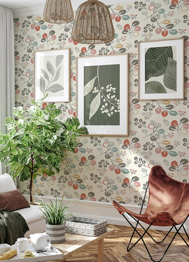 jonah-multicolor-leaf-trail-wallpaper-york-wallcoverings-4066-25122 - York Wallcoverings Wallpaper