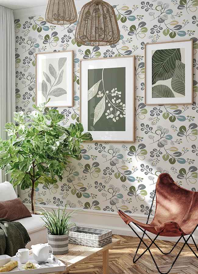 Jonah Green Leaf Trail Wallpaper - York Wallcoverings - 4066-25123 - York Wallcoverings Wallpaper