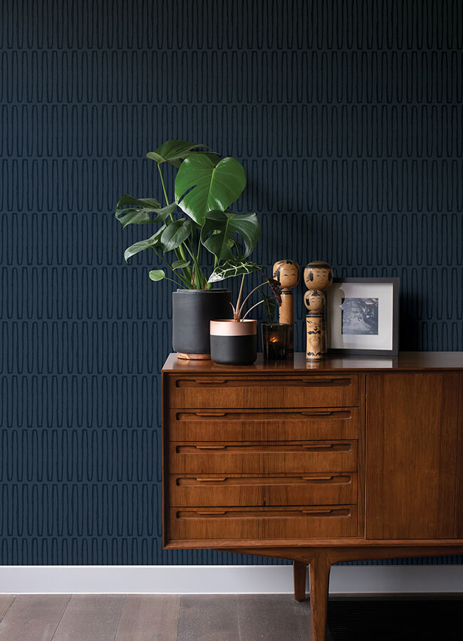 lars-navy-retro-wave-wallpaper-york-wallcoverings-4066-26502 - York Wallcoverings Papel pintado