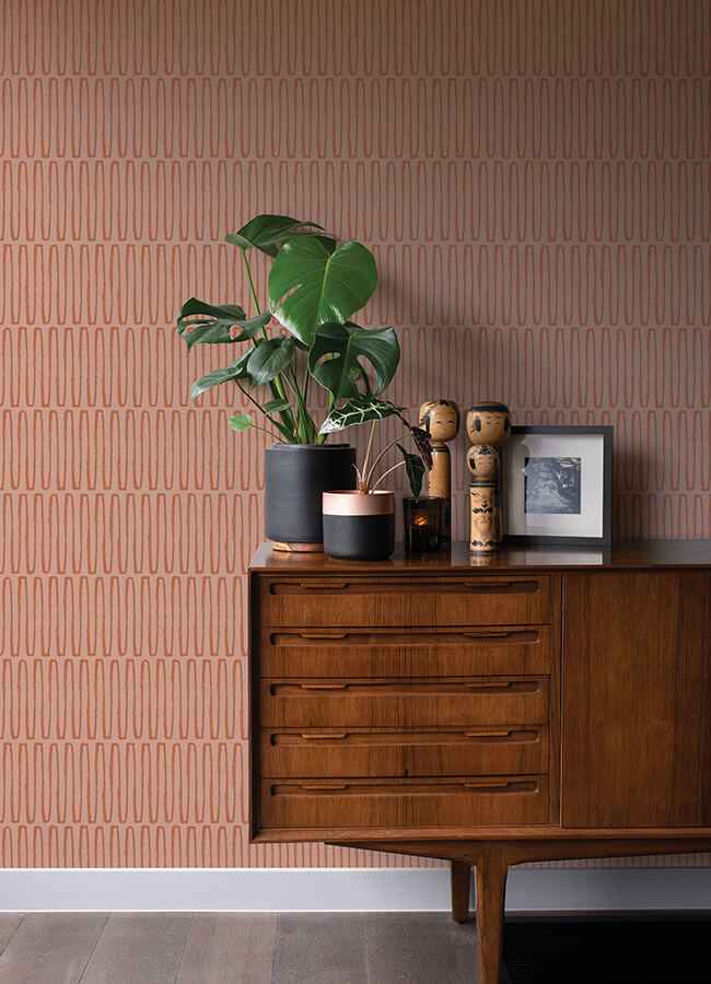 Lars Coral Retro Wave Wallpaper - York Wallcoverings - 4066-26503 - York Wallcoverings Wallpaper