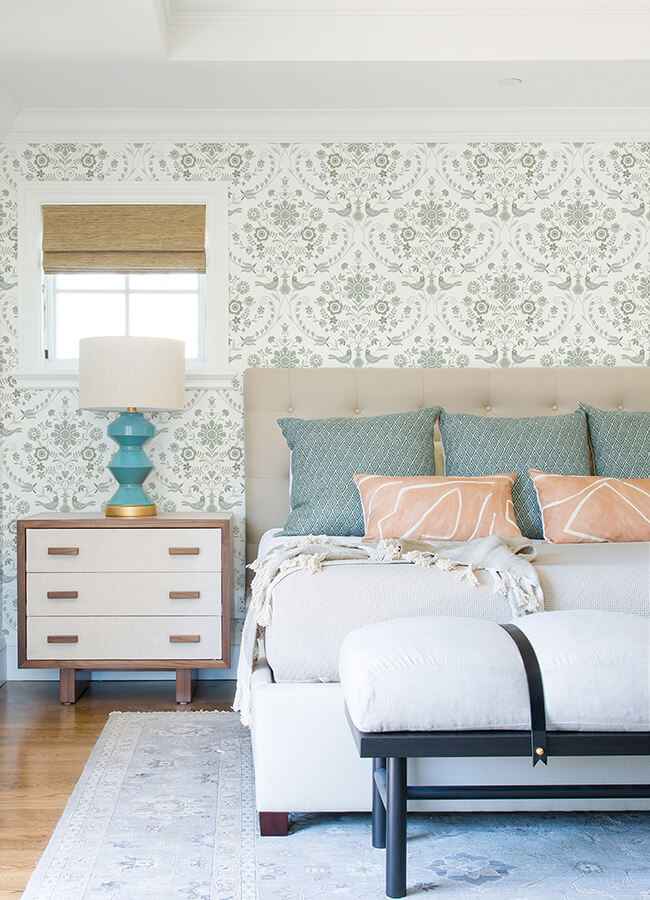Britt Neutral Embroidered Damask Wallpaper - York Wallcoverings - 4066-26513 - York Wallcoverings Wallpaper