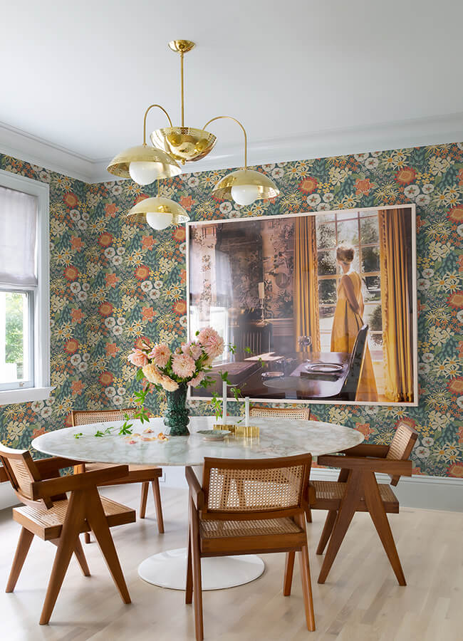 karina-teal-wildflower-garden-wallpaper-york-wallcoverings-4066-26520 - York Wallcoverings Wallpaper