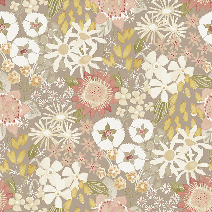 karina-neutral-wildflower-garden-wallpaper-york-wallcoverings-4066-26521 - York Wallcoverings Papel pintado