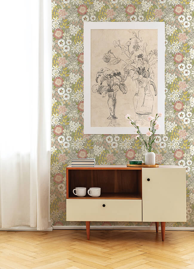 karina-neutral-wildflower-garden-wallpaper-york-wallcoverings-4066-26521 - York Wallcoverings Papel pintado