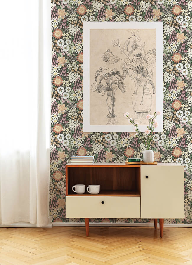 karina-raspberry-wildflower-garden-wallpaper-york-wallcoverings-4066-26522 - York Wallcoverings Wallpaper